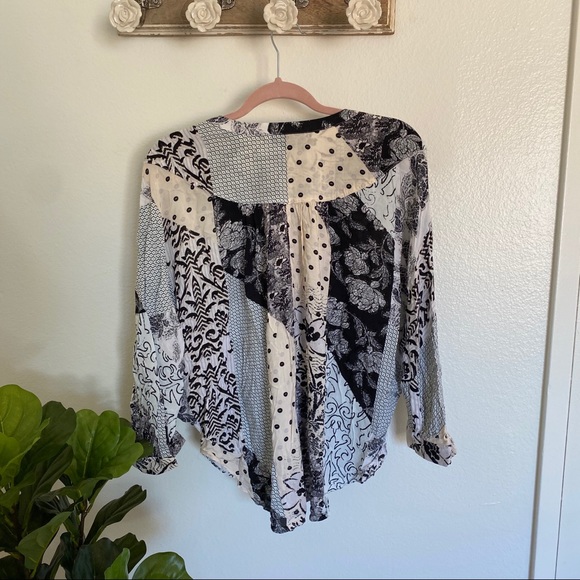 Anthro Maeve Linden Patchwork Batwing Blouse M - Picture 8 of 8